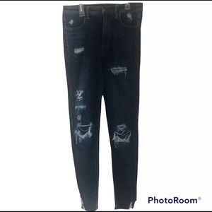 American Eagle LONG Super Hi-Rise Jegging Distressed Jeans H2